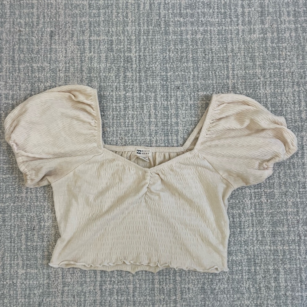 Billabong Cream Princess Sleeve Crop Top